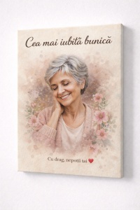 Tablou canvas pentru bunică „Cea mai iubită bunică” – cadou emoționant