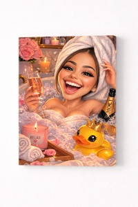 Tablou Canvas Personalizat – Relax Spa Queen | Caricatură Spa și Relaxare