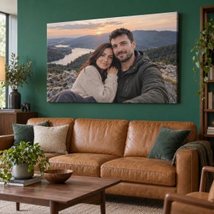 Tablou canvas personalizat cu fotografie de cuplu – exemplu de decor 1