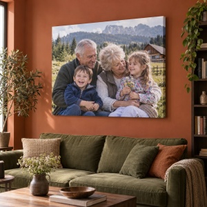 Tablou canvas personalizat cu fotografia familiei – exemplu de decor 3