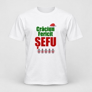 Tricou personalizat Craciun fericit sefu, model 1