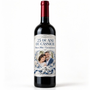 Vin personalizat aniversar – 25 de ani de căsnicie | Cu poză