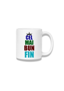 Cană ceramică 380 ml – Cel mai bun fin – coroană multicoloră