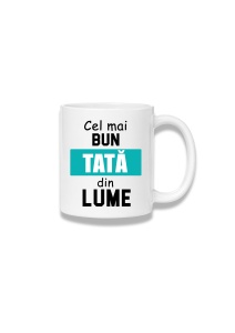 Cană ceramică 380 ml – Cel mai bun tată din lume – bandă turcoaz