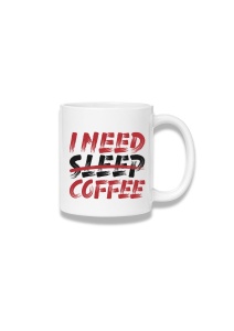 Cană ceramică 380 ml – I Need Coffee – mesaj roșu