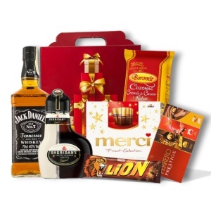Cutie Cadou Deluxe cu Jack Daniel’s, Sheridan’s, Ferrero Prestige și Cozonac Boromir