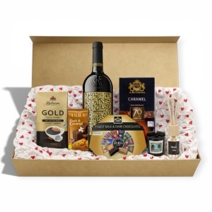 Cutie Cadou Premium cu Vin Mysterium, Ciocolată și Cafea – Cadou Elegant Luxury