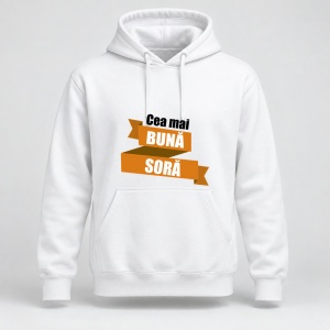 Hanorac personalizat Cea mai buna soră, model portocaliu