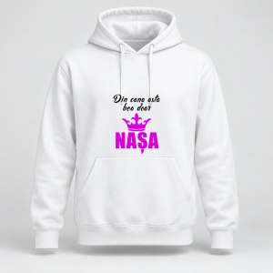 Hanorac personalizat Din cana asta bea doar nasa, model coroana