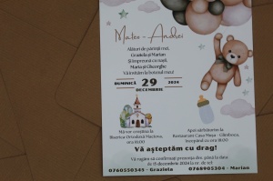 Invitație Botez Ursuleț cu Plic Maro - Img 2