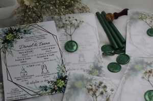 Invitație nuntă Cu sigiliu verde zmarald - Img 1