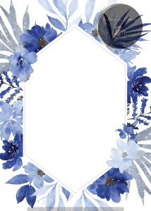 Invitație nuntă florală albastră