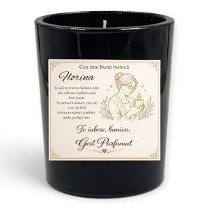 Lumânare parfumată personalizată pentru bunică – pahar negru