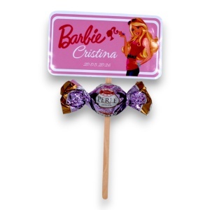 Mărturie de Botez Barbie – Model Roz Personalizat cu Bomboană Inclusă