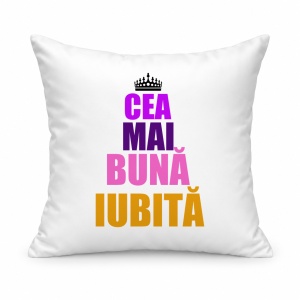 Pernă personalizată Cea mai buna iubita, coroana multicolor