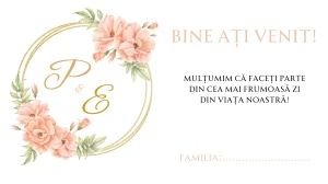 Plic de bani/dar pentru nunta cu design floral peach si initiale elegante