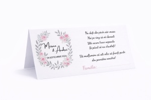 Plic pentru bani nuntă floral roz delicat – model romantic personalizat