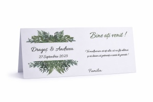 Plic pentru bani nuntă verde cu frunze decorative dense personalizat | Plic pentru dar elegant greenery modern