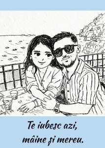 Poză magnetică personalizată cu caricatură – Cadou romantic pentru cupluri