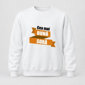 Pulover personalizat Cea mai buna soră, model portocaliu