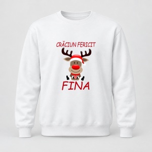 Pulover personalizat Craciun fericit fina, model ren