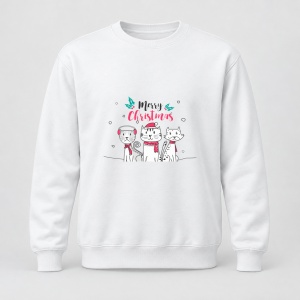 Pulover personalizat Merry christmas cats