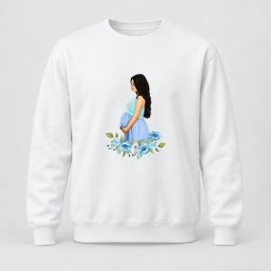 Pulover personalizat Viitoare mămică – flori albastre