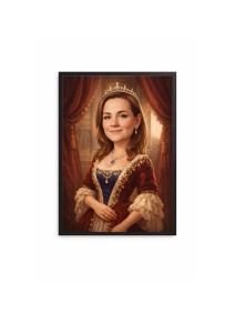 Ramă Foto Caricatură Regină Clasică – Tablou Portret Regal Personalizat pentru Ea