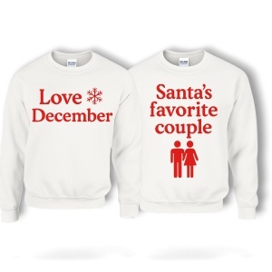 Set pulovere cuplu – „Love in December” & „Santa’s favorite couple” – modele unisex, Crăciun