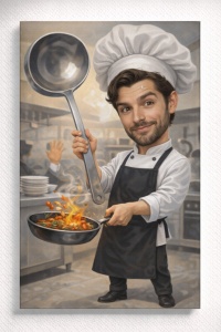 Tablou Canvas Caricatură Bucătar – Portret Personalizat Chef pentru El