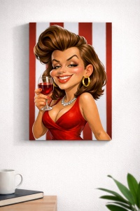 Tablou canvas personalizat – caricatură glam retro femme din fotografie