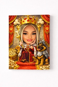 Tablou Canvas Regina Câinilor – Caricatură Funny cu Câine Cavaler