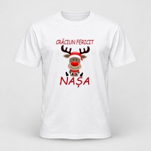 Tricou personalizat Craciun fericit nasa, model ren
