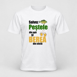 Tricou personalizat Salvez pestele din apa si berea din sticla