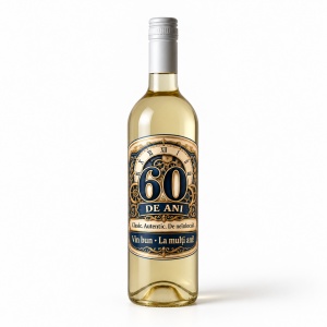 Vin alb personalizat – 60 ani – Clasic. Autentic. De neînlocuit.