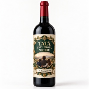 Vin personalizat – Tată, ești eroul nostru | Cu poză
