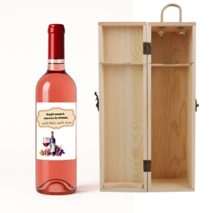 Vin Personalizat pentru Nași + Cutie din Lemn – Cadou Elegant cu Mesaj Unic