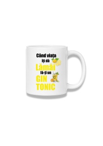 Cană ceramică 380 ml – Când viața îți dă lămâi – gin tonic