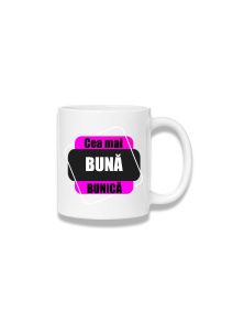 Cană ceramică 380 ml – Cea mai bună bunică – roz și negru