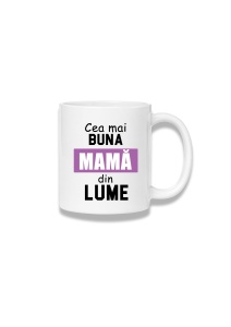 Cană ceramică 380 ml – Cea mai bună mamă din lume – bandă mov