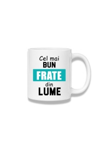 Cană ceramică 380 ml – Cel mai bun frate din lume – bandă turcoaz