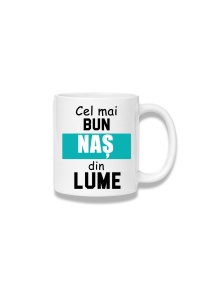 Cană ceramică 380 ml – Cel mai bun naș din lume – bandă turcoaz