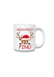 Cană ceramică 380 ml – Crăciun fericit, finu – ren