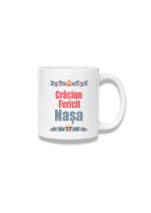 Cană ceramică 380 ml – Crăciun fericit, nașa – motive de iarnă