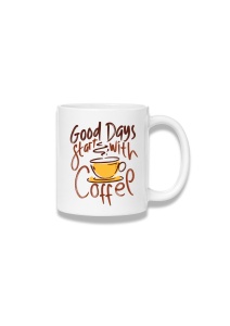 Cană ceramică 380 ml – Good Days Start with Coffee – caligrafie