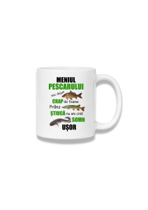Cană ceramică 380 ml – Meniul pescarului – crap, știucă și somn