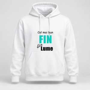 Hanorac personalizat Cel mai bun fin din lume, model albastru deschis
