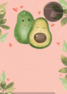 Invitație Botez B485 - Avocado Îmbrățișate, Design Jucăuș