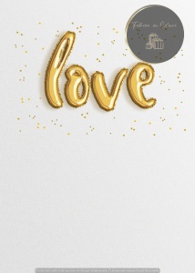 Invitație nuntă minimalistă cu mesajul „Love”