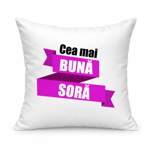 Pernă personalizată Cea mai buna soră, model mov